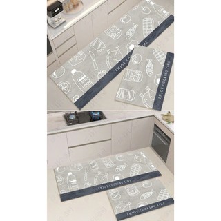 [H] Combo 2 thảm nhà bếp cao cấp COZY bề mặt lì, đế nỉ hạt cao su chống trơn trượt, màu sắc nổi bật
