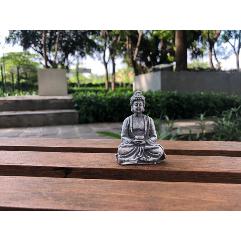Tượng Phật mini chất liệu bột đá   Trang Trí Tiểu Cảnh, Bonsai, Thủy Sinh, Tượng Phật cao 5,5cm