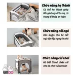 Cũi Cho Bé Gấp Gọn, Nôi Vải Đa Năng Umoo Có Chức Năng Hạ Thành, Tặng Bàn Thay Bỉm, Giỏ Đựng Đồ, Màn Chống Muỗi — ảnh 2