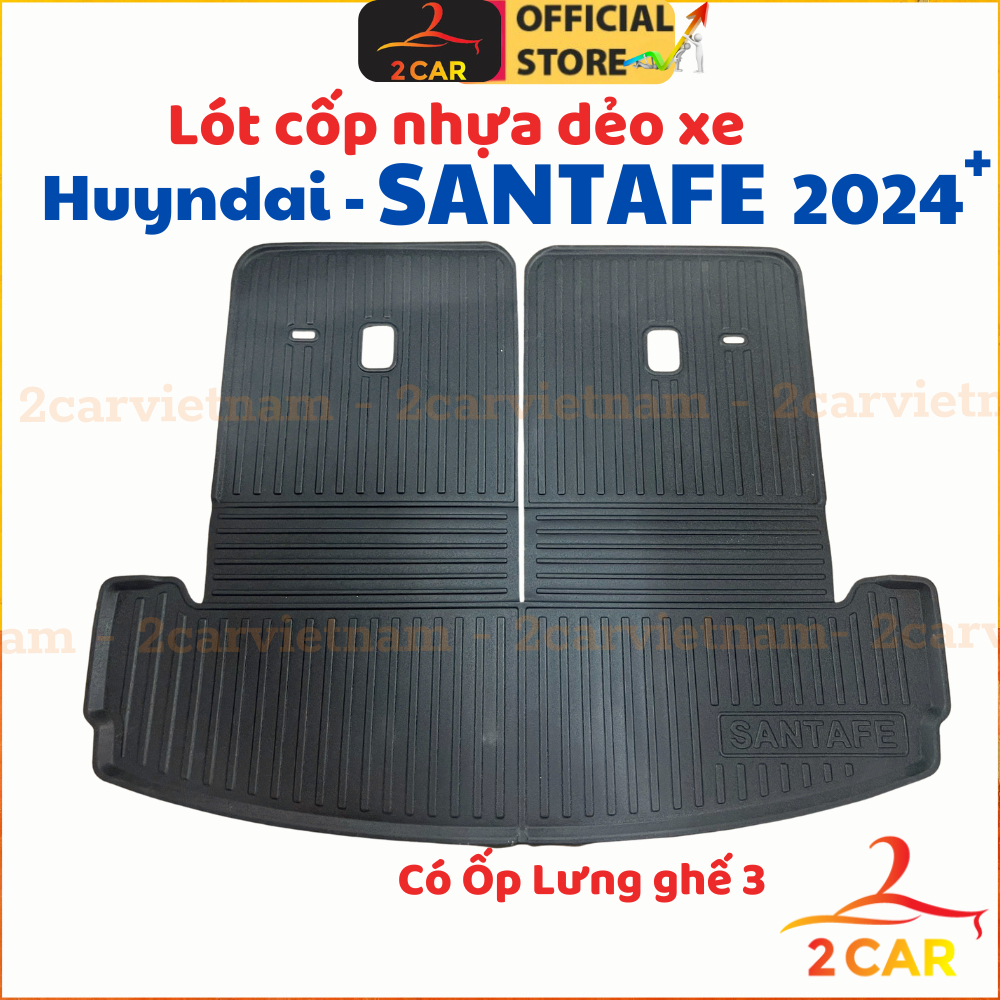 LÓT CỐP Nhựa xe Hyundai Santafe 2019, 2020, 2021, 2022, 2023, 2024, 2025 nhựa dẻo không thấm nước, không mùi .LCN-HU007