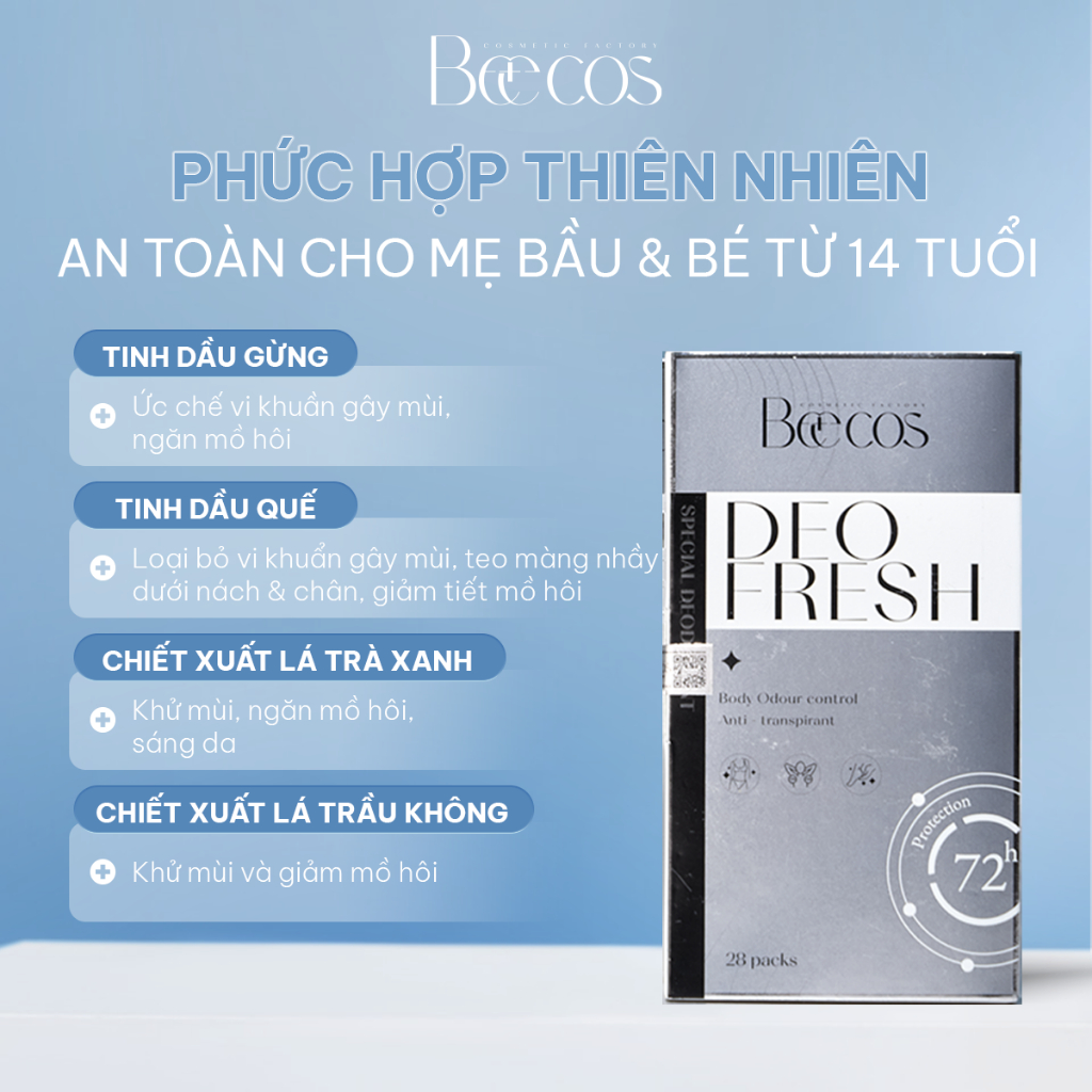 [Chính Hãng] Combo trải nghiệm gạc khử mùi và ngăn tiết mô hôi vùng nách, tay, chân Beecos