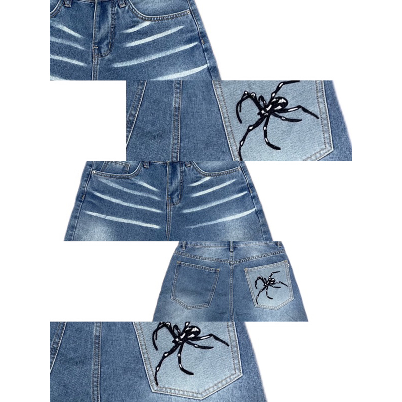 QUẦN JEAN FROM TRÊN GỐI - UNISEX Nam Nữ  thêu “ HÌNH NHẸN “ phía sau túi | TMTD32