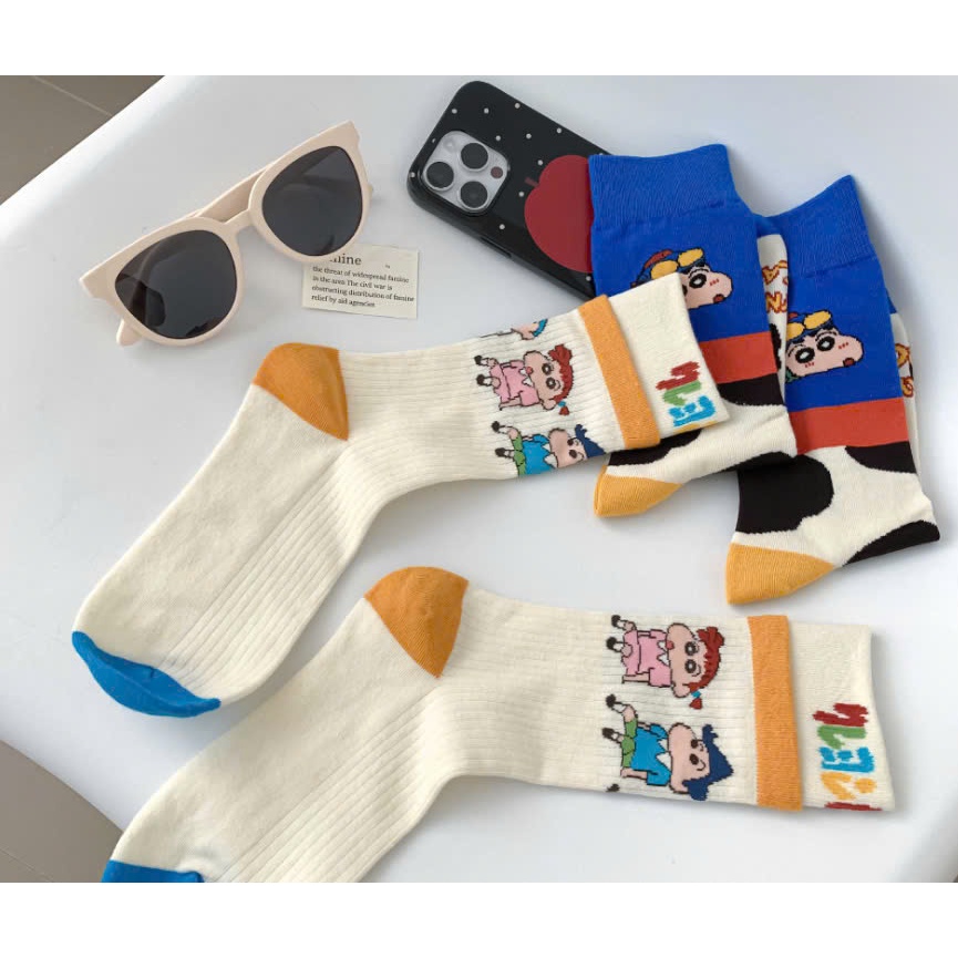 Vớ Tất hoạt hình cổ cao Unisex 2 màu phong cách thể thao, năng động.