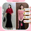 Set Chân váy đuôi cá, áo trễ vai chất thun nhũ mềm co giãn đính hoa, áo phông thun cotton borip form rộng dày dặn -GEMMY