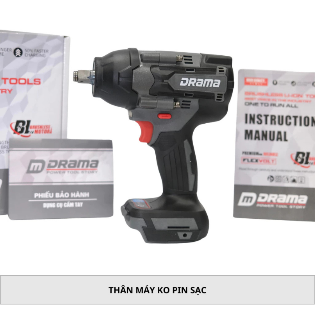 Thân Máy Siết Bulong DRAMA 21V Model: 5598 FLEX Động Cơ Không Chổi Than Dùng Chân Pin Phổ Thông