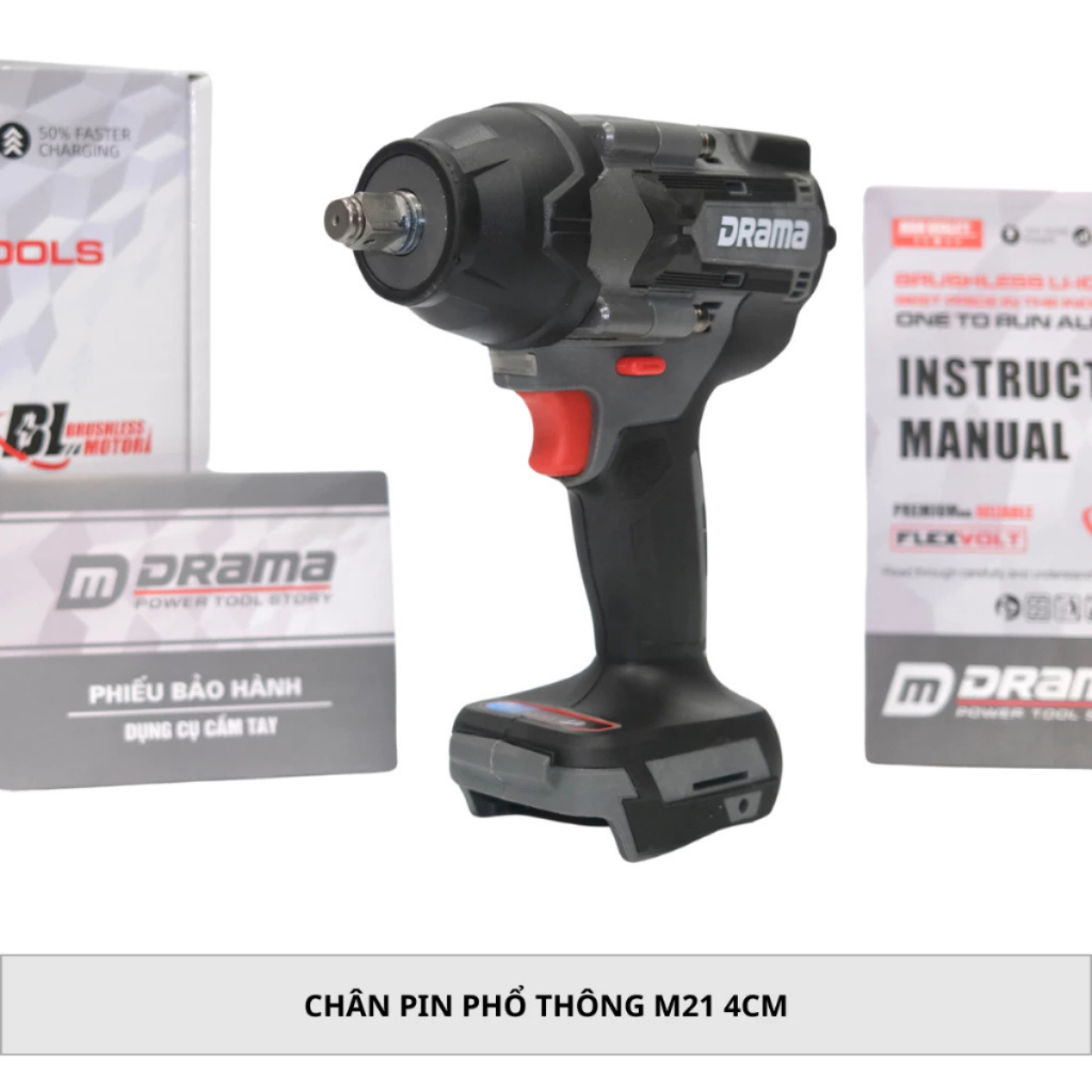 Thân Máy Siết Bulong DRAMA 21V Model: 5598 FLEX Động Cơ Không Chổi Than Dùng Chân Pin Phổ Thông