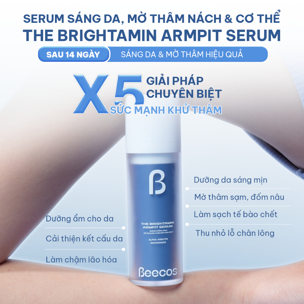 [Chính Hãng] Combo 2 hộp Serum Dưỡng Sáng Da, Mờ Thâm nách, cùi chỏ, đầu gối, bẹn Beecos - 30ml