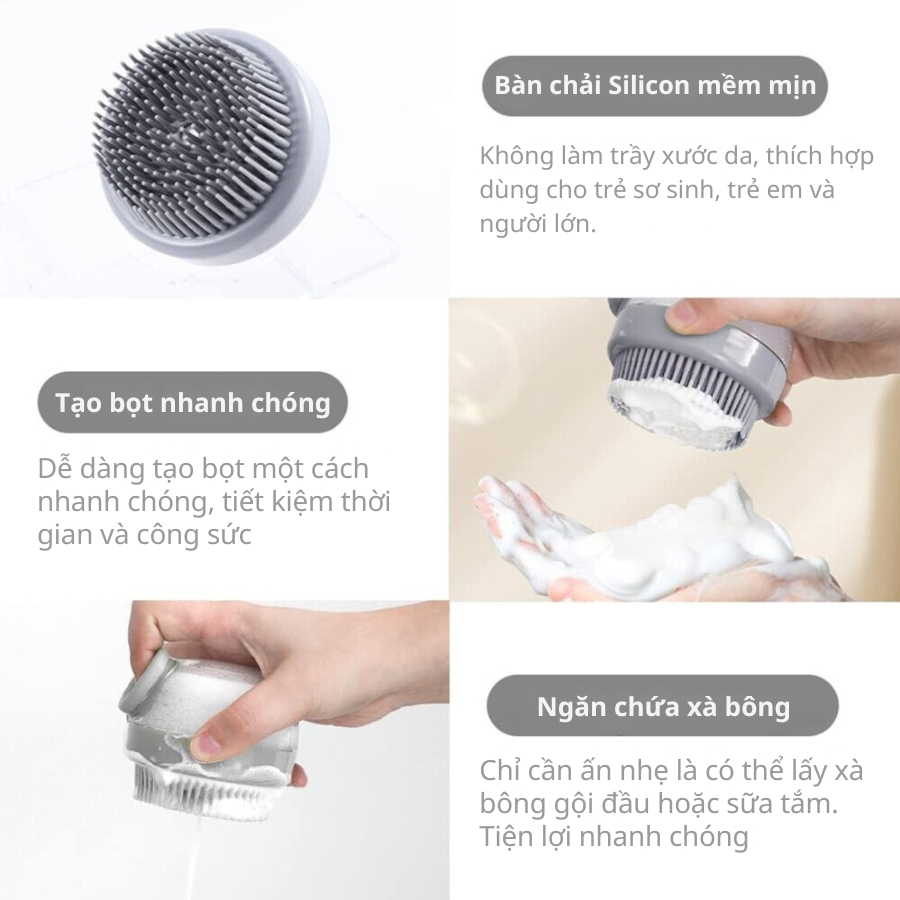 Lược tắm gội silicon cao cấp massage chăm sóc da đầu một cách nhẹ nhàng và dễ chịu