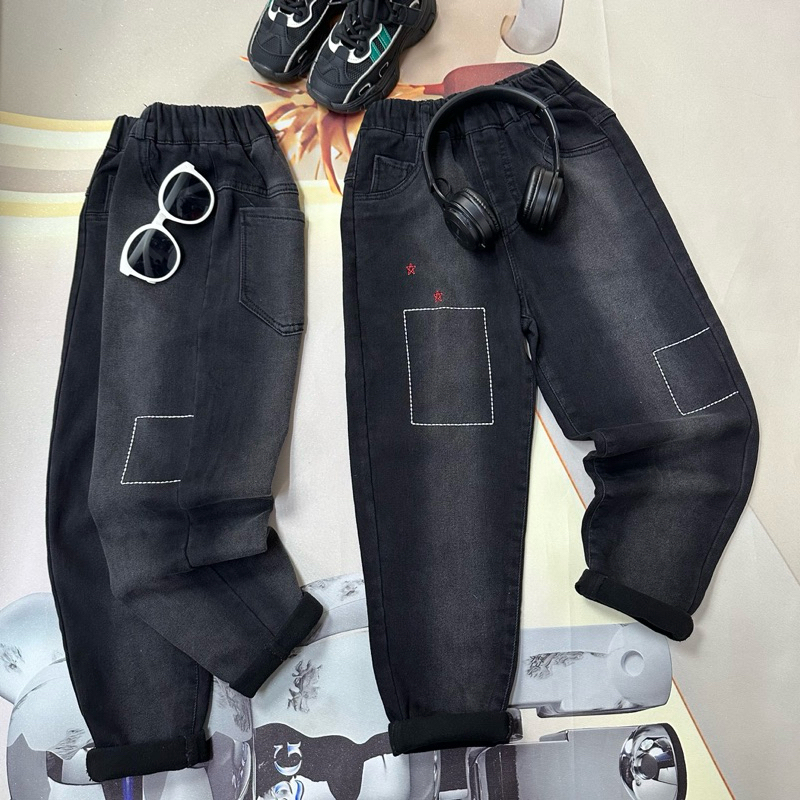 Quần jean dài bé trai chuẩn hàng quảng size đại cồ từ 30-55kg quần jean lót lông cao dưới m55