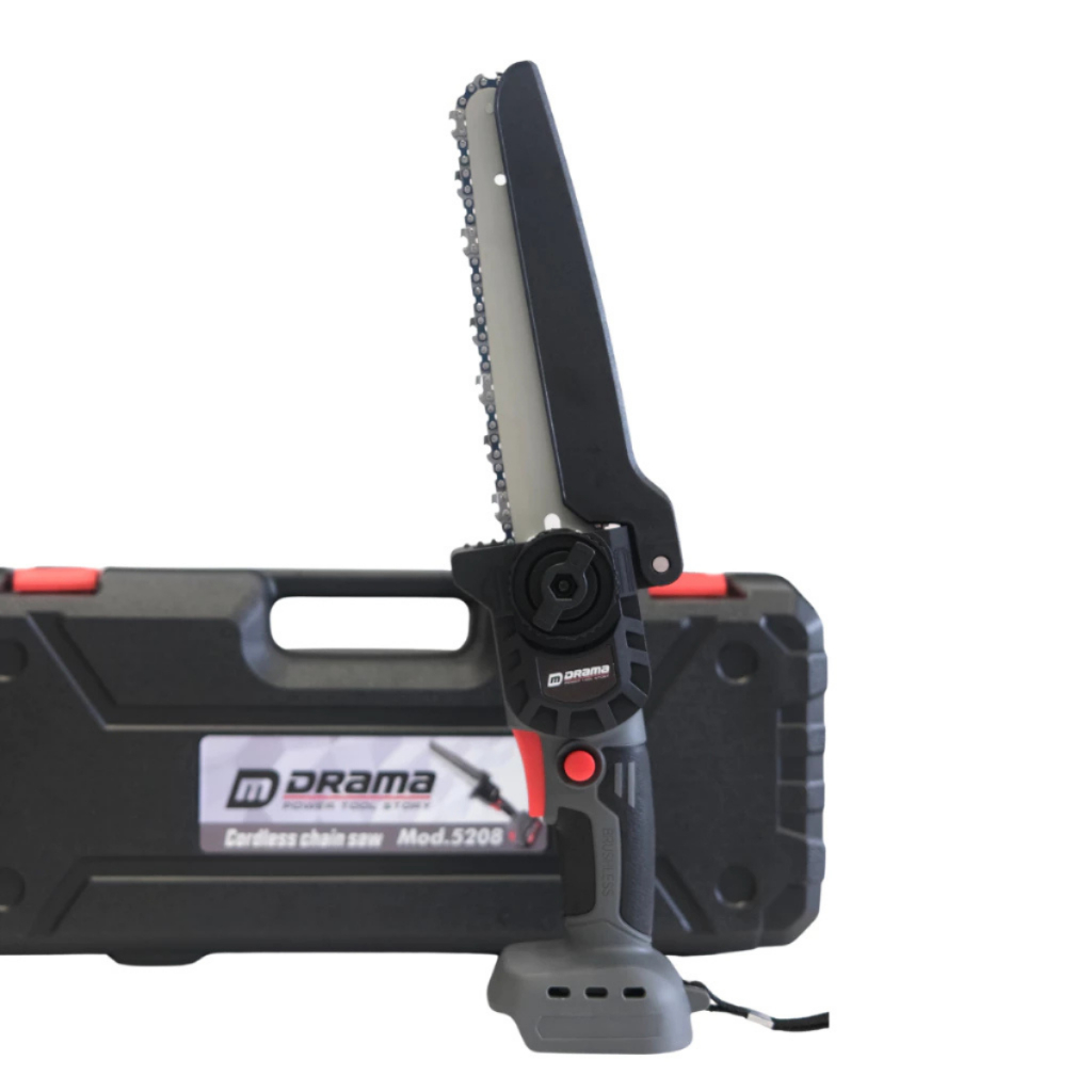 Thân Máy Cưa Xích Pin Cầm Tay DRAMA Model: 5208 FLEX Động Cơ Không Chổi Than Lam Xích 8inch Dùng Chân Pin Phổ Thông M21
