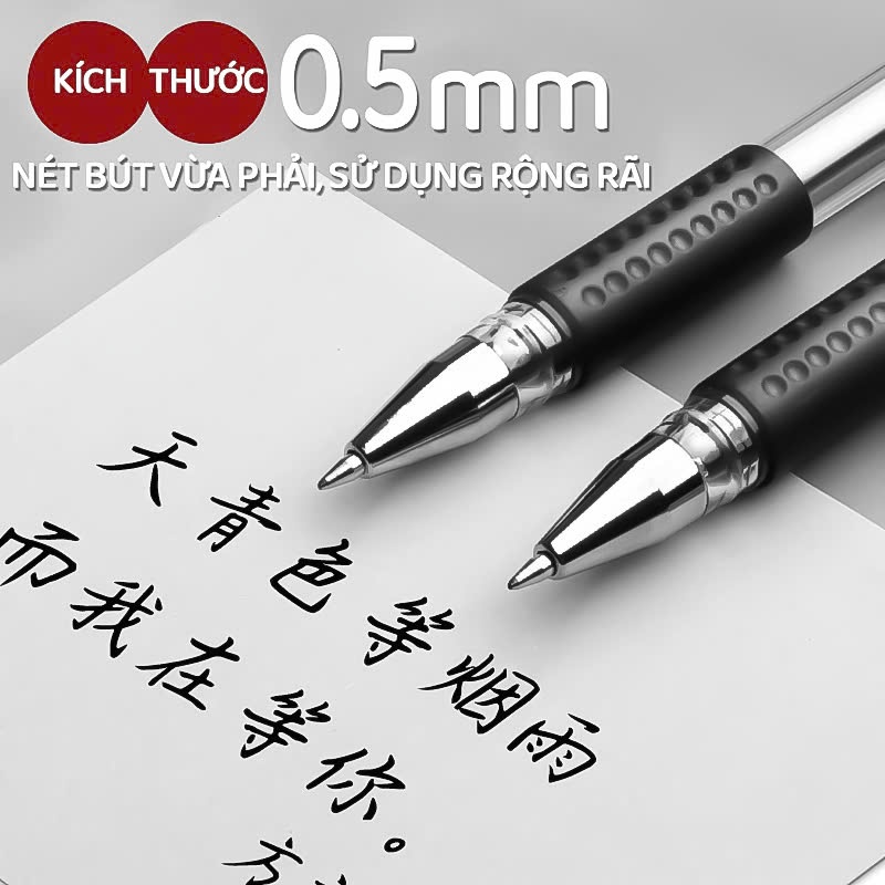Bút Mực Gel Nước Cao Cấp Ngòi 0.5 mm Mực Đều, Nét Chữ Sắc Nét - Thanh Mảnh
