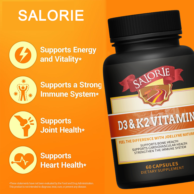 Vitamin D3 K2, tăng cường miễn dịch, tăng hấp thu canxi và phospho, bảo vệ xương, 60 viên nang mềm