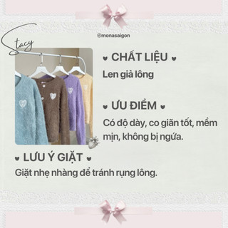 Áo khoác nữ MONÁ chất len giả lông trang trí ren tim - STACY