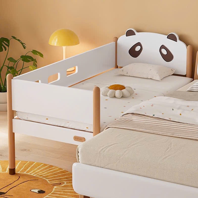 Giường ngủ cho bé,Giường gỗ cao cấp họa tiết Gấu trúc, sơn trắng chống ẩm mốc , an toàn cho bé