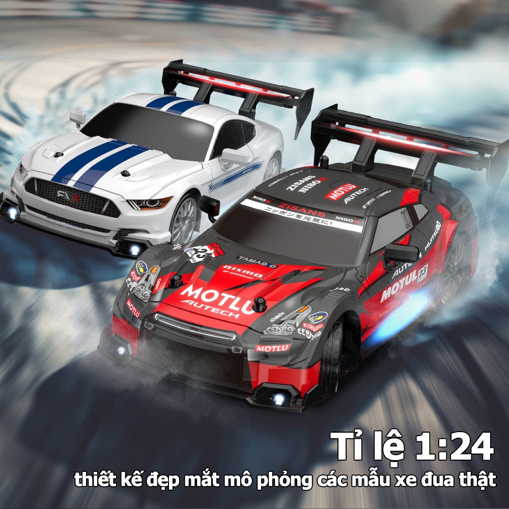 Xe ô tô điều khiển từ xa GTR tỉ lệ 1:24 RC Drift tốc độ cao giá rẻ, đồ chơi ô tô điều khiển từ xa cho trẻ em BOBIKIDS
