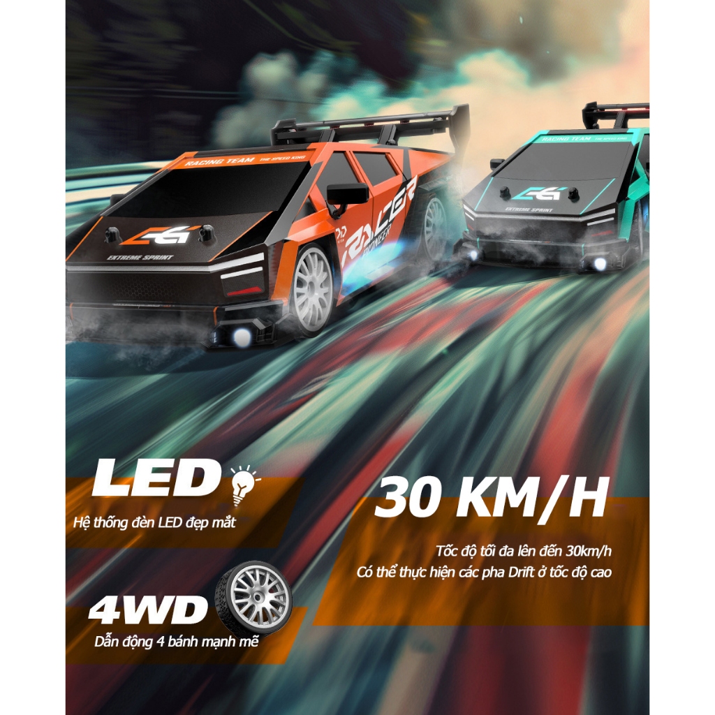 Xe ô tô điều khiển từ xa GTR tỉ lệ 1:24 RC Drift tốc độ cao giá rẻ, đồ chơi ô tô điều khiển từ xa cho trẻ em BOBIKIDS