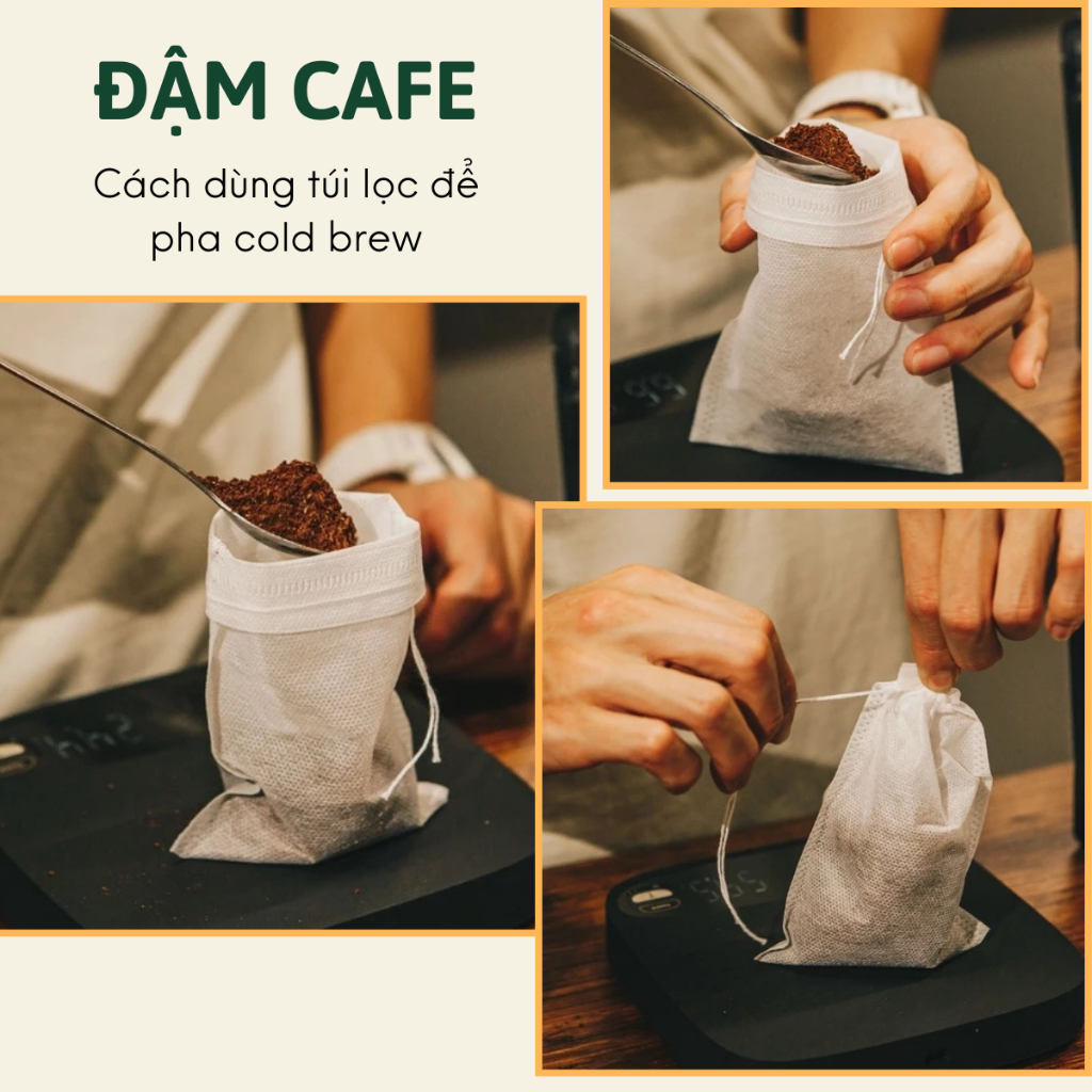 Túi lọc pha cà phê Cold Brew chất liệu vải không dệt có dây rút,Túi lọc ...