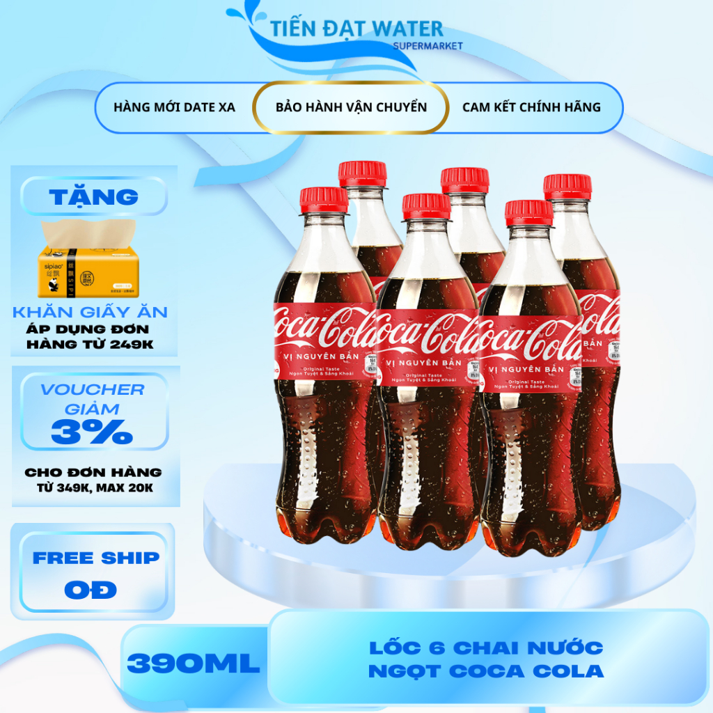 Lốc 6 Chai Nước Ngọt Có Ga Coca Cola - Chai Nhựa 390ml Nước Giải Khát ...