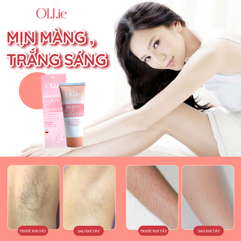 Ảnh Combo 2 Kem tẩy lông OLLIE , tẩy lông vùng kín, nách, tay, chân 70g 4