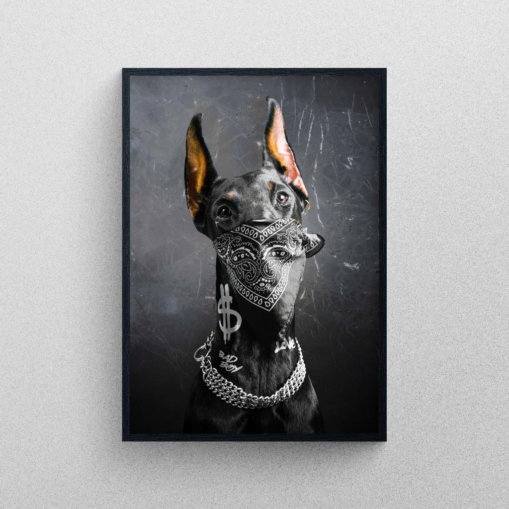 Doberman Dog Art - Tranh Gỗ Tráng Gương Có Khung Phong Cách Nghệ Thuật Hiện Đại Treo Tường Decor Phòng