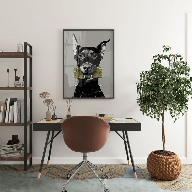 Doberman Dog Art - Tranh Gỗ Tráng Gương Có Khung Phong Cách Nghệ Thuật Hiện Đại Treo Tường Decor Phòng
