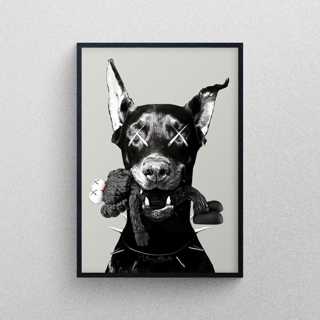 Doberman Dog Art - Tranh Gỗ Tráng Gương Có Khung Phong Cách Nghệ Thuật Hiện Đại Treo Tường Decor Phòng