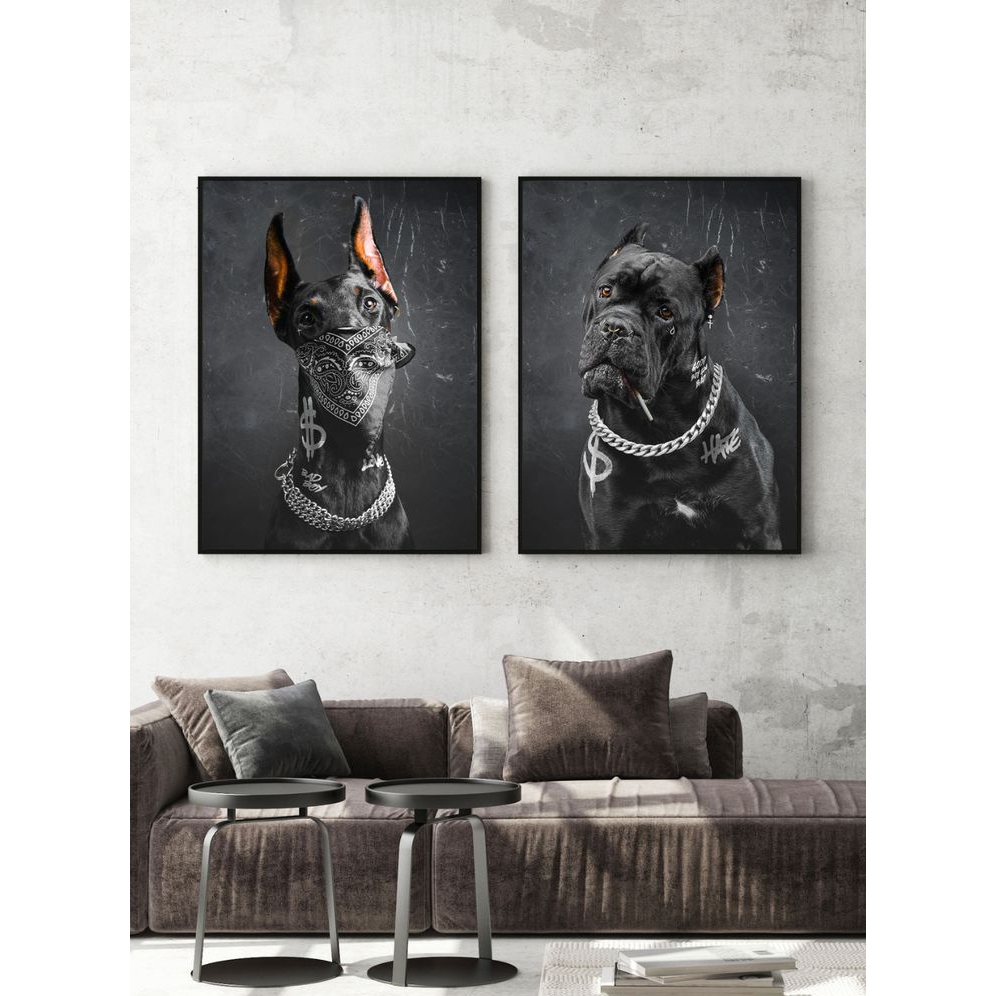 Doberman Dog Art - Tranh Gỗ Tráng Gương Có Khung Phong Cách Nghệ Thuật Hiện Đại Treo Tường Decor Phòng