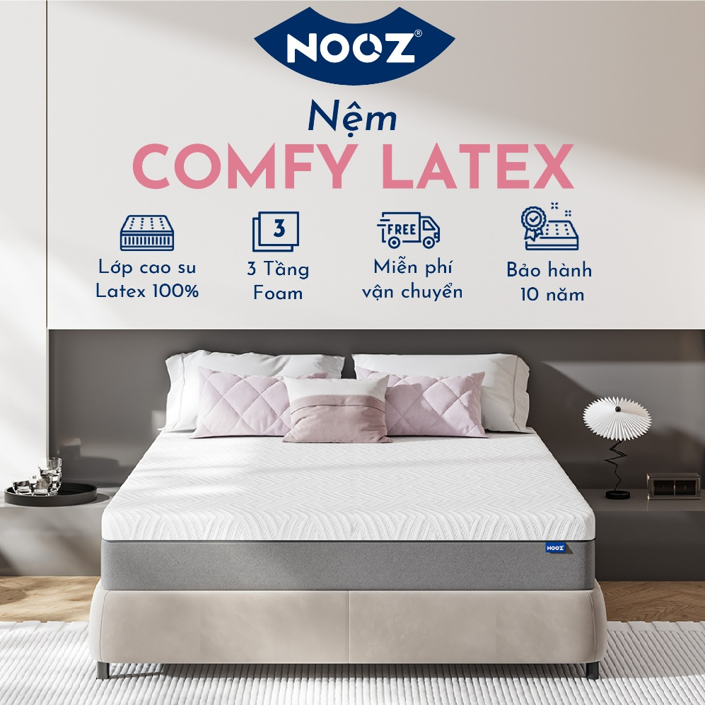 Nệm Foam NOOZ Comfy Latex 100% Đệm Cao Su Thiên Nhiên Kết Hợp Than Hoạt Tính NOOZ Home Goods