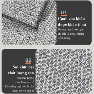 Combo 5 khăn rửa chén bát kim loại chà bồn rửa bát siêu sạch,khăn miếng cọ rửa xoong nồi chén đĩa đa năng 20x20cm { H }