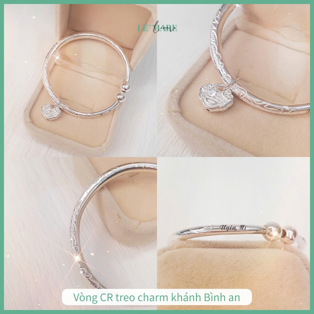 Vòng bạc ta chạm rồng mix charm khánh bình an/ charm con giáp Le'Mare ...