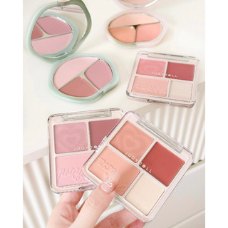 Bảng Phấn Má Hồng Highlight 4 Ô JUDYDOLL Blush & Highlight Palette Tặng Kèm Bông Mút 9g - Bebeau