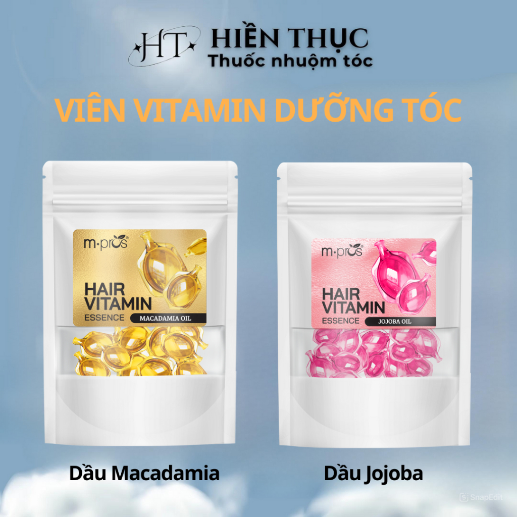 Viên Tinh Dầu Dưỡng Tóc Vitamin m.pros MACADAMIA OIL / JOJOBA OIL·- Gói 10 viên | Thuốc nhuộm tóc Hiền Thục