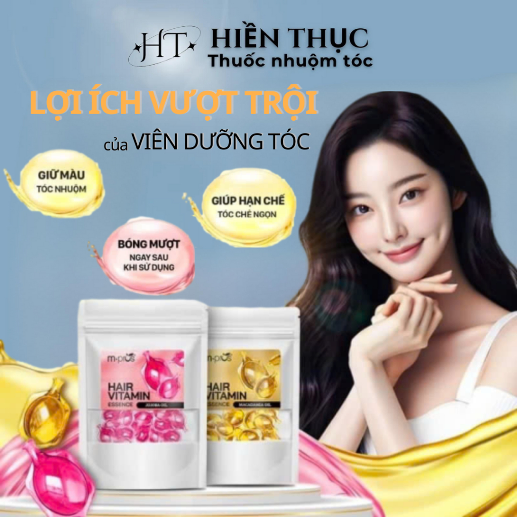 Viên Tinh Dầu Dưỡng Tóc Vitamin m.pros MACADAMIA OIL / JOJOBA OIL·- Gói 10 viên | Thuốc nhuộm tóc Hiền Thục