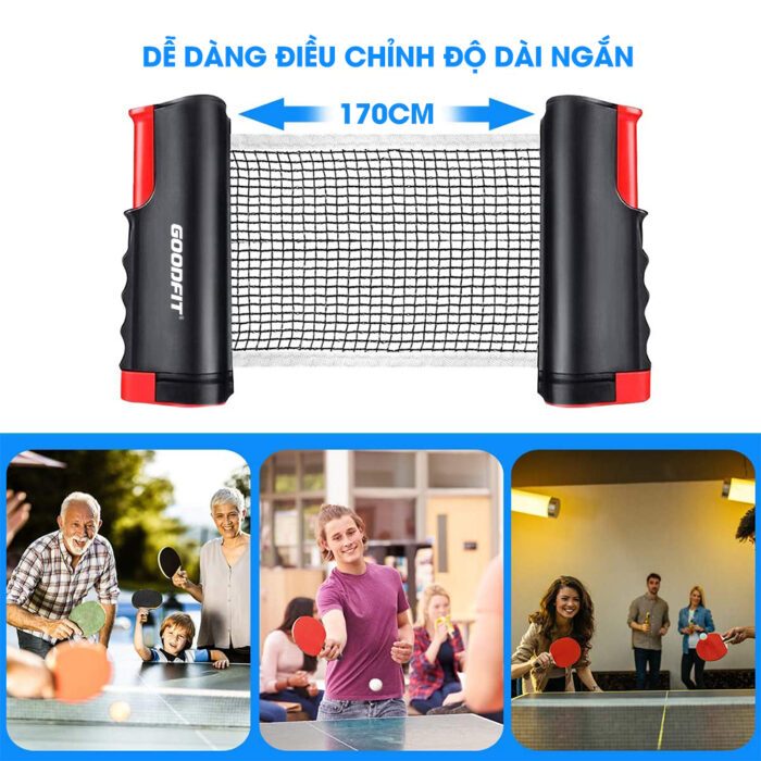 Lưới bóng bàn rút gọn GoodFit GF004TN chất liệu ABS cao cấp giá rẻ