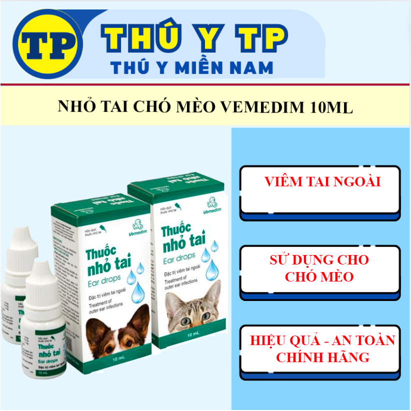 Vemedim Dung Dịch Nhỏ Tai Chó Mèo, Viêm Tai Ngoài, Chai 10ml | Shopee ...