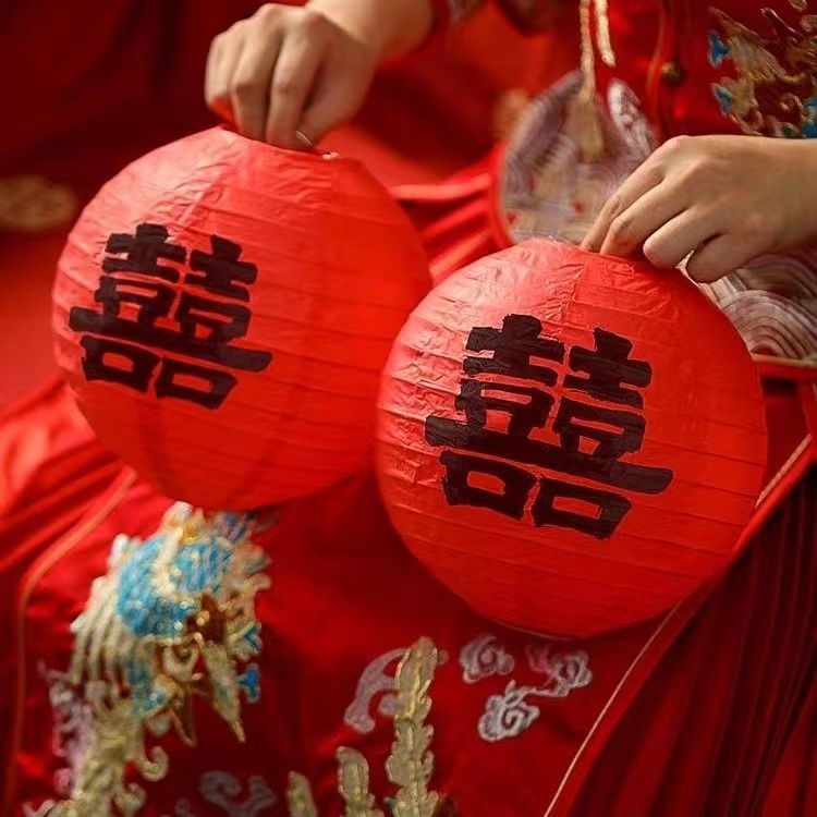 Đèn lồng giấy đỏ chữ song hỷ trang trí đám cưới, lễ tết - Kem Shop K47