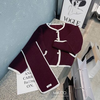 Áo Khoác Nữ Dài Tay Kèm Khăn Chất Len Ép Cài Cúc Trơn Basic Xinh Xắn QCCC Cao Cấp