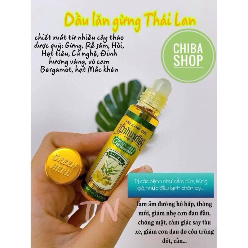 Dầu lăn thảo dược Gừng,nghệ,sả Green Herb 8ml