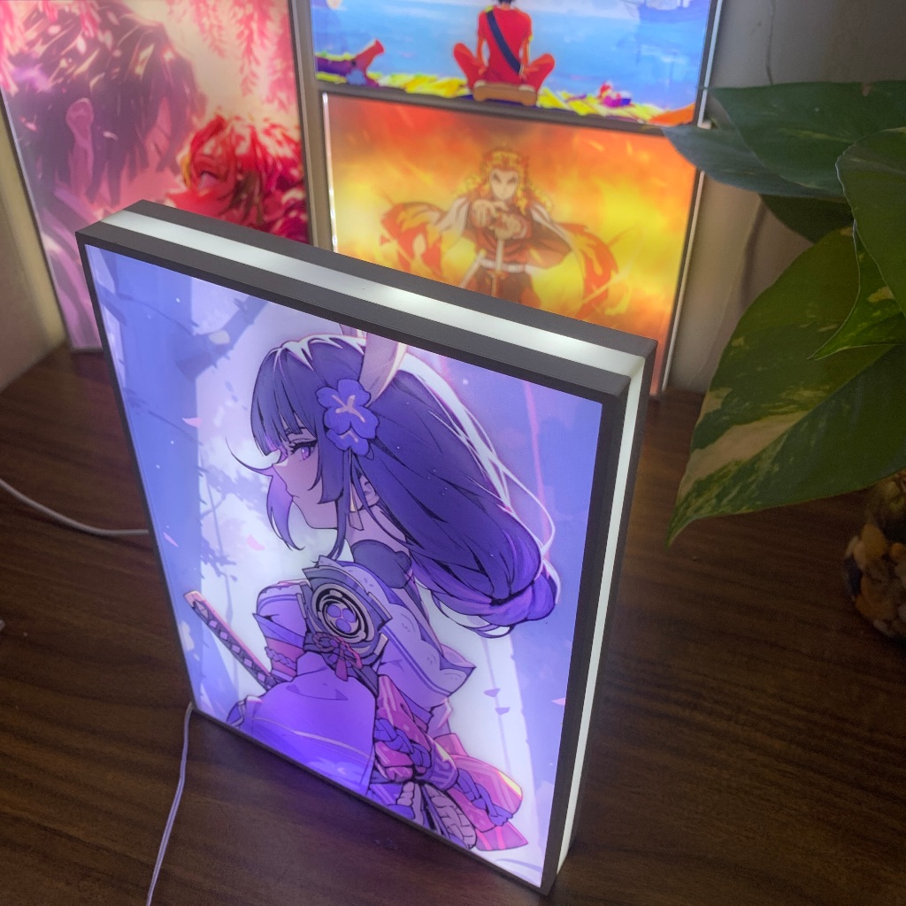 Tranh đèn led 3D đổi màu Genshin impact - Tranh đèn led 3D trang trí bàn làm việc, đèn ngủ