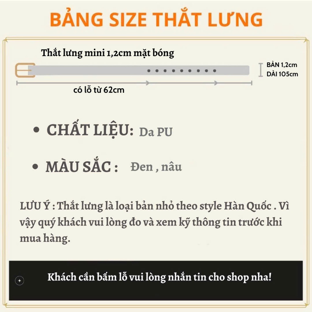 Thắt lưng da nữ nhỏ xíu mini mặt chữ nhật bóng 1.2CM  Dây nịt đai váy thắt váy áo bản nhỏ Basic đơn giản Horizon