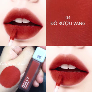 Son kem lì Dolly Super matte, không chì, lâu trôi <ĐỎ RƯỢU VANG>