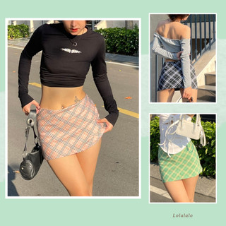 (Về màu mới) Chân váy chữ A caro ngắn lưng thấp y2k mini skirt có lót quần