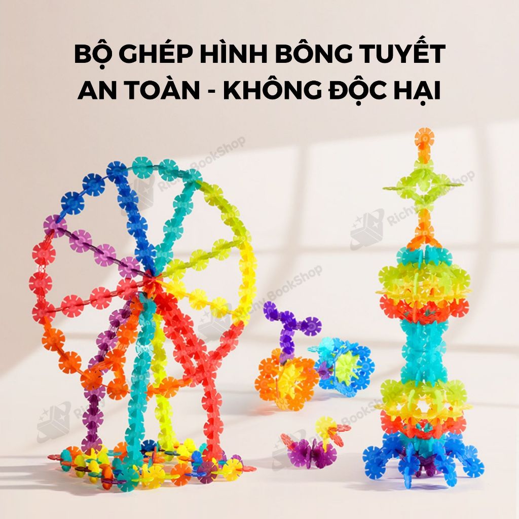 Đồ chơi sáng tạo ghép hình bông tuyết - Mideer Translucent Color Snowflake Blocks