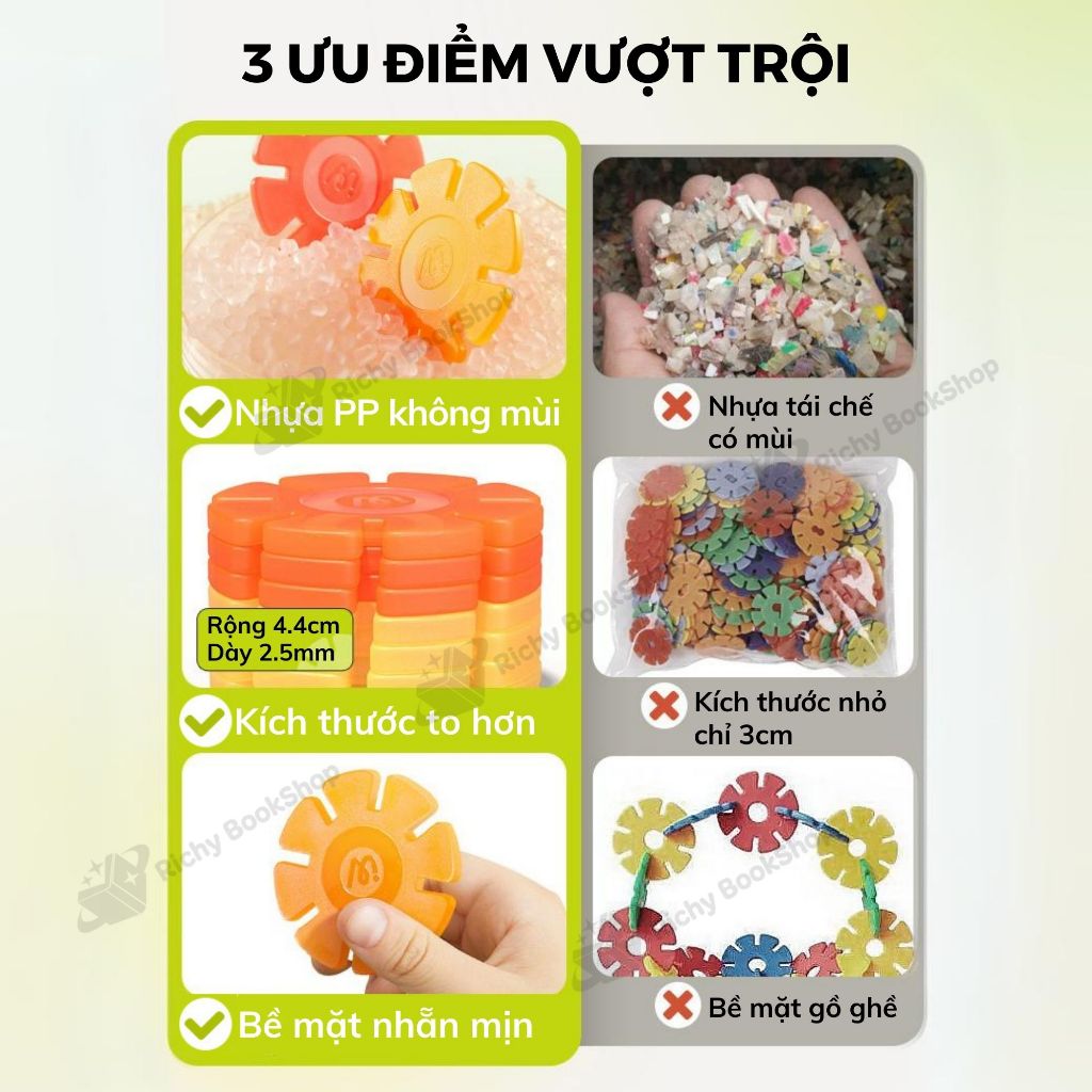 Đồ chơi sáng tạo ghép hình bông tuyết - Mideer Translucent Color Snowflake Blocks