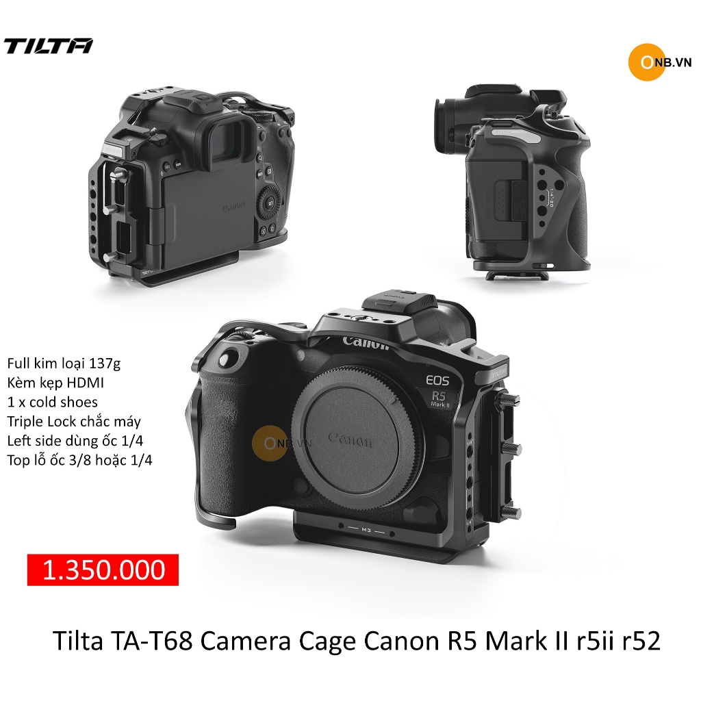 Supporto Cold Shoe 1/4 3/8 TILTA R5 Mark II Cage, Gabbia Per Fotocamera Completa Con Sistema Di Raffreddamento Compatibile Con Canon R5 Mark II Nero TA T68 FCC2 B Gabbia Imbottitura Silicone Nera - 10