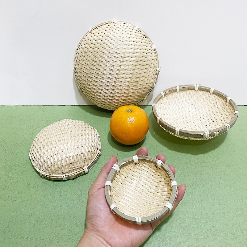 Rổ tre tròn mini đựng hướng dương, đồ ăn, decor trang trí phụ kiện chụp ...