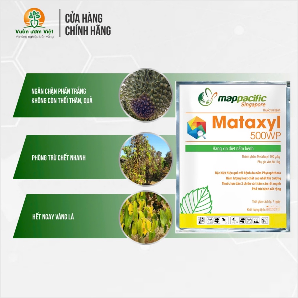 Thuốc trừ bệnh Mataxyl 500WP chính hãng Mappacific nhập khẩu Singapore - 25gr