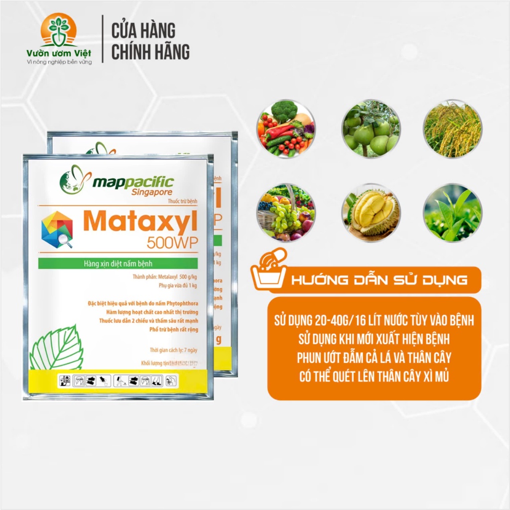 Thuốc trừ bệnh Mataxyl 500WP chính hãng Mappacific nhập khẩu Singapore - 25gr