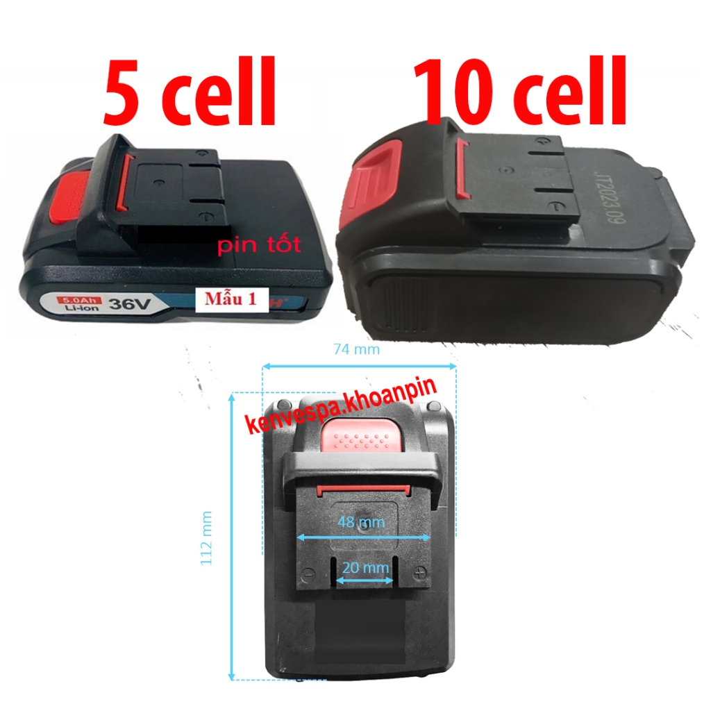 vỏ và mạch pin 18v-21v 5s-1p chân 20 sạc cắm- 5 cell-10 cell sử dụng ...