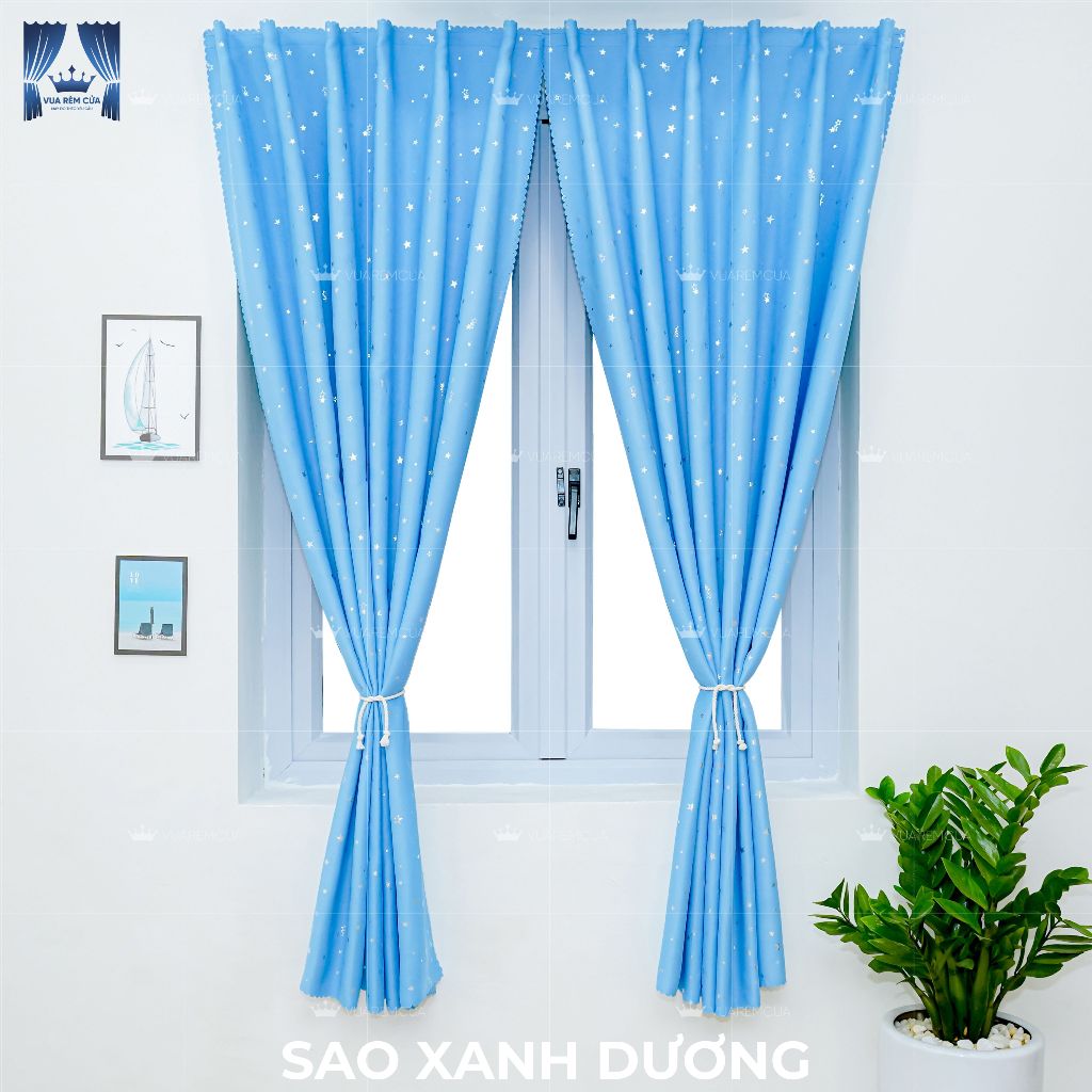 [Tặng dây buộc + keo dán] Rèm dán không khoan, hoạ tiết sao nhiều màu ...